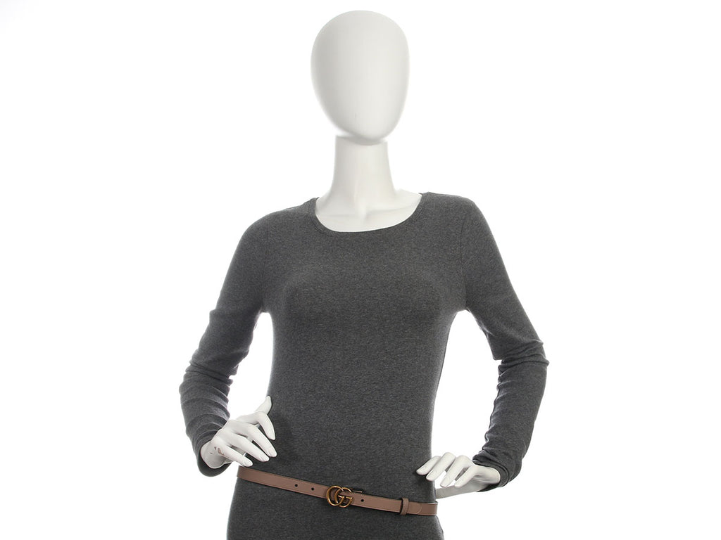 Gucci Taupe GG Marmont Skinny GG Belt
