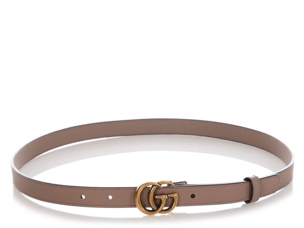 Gucci Taupe GG Marmont Skinny GG Belt