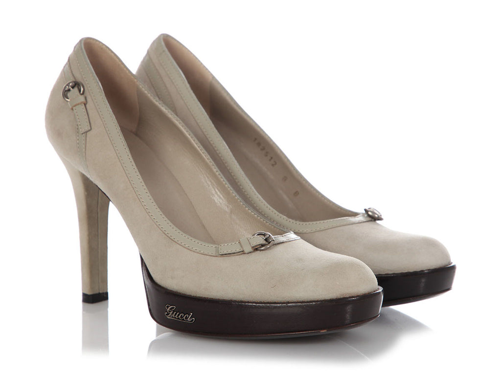 Gucci Pale Peat Suede Pumps
