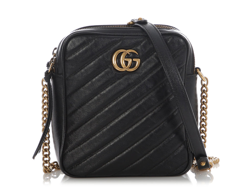 Gucci Black Marmont Vertical Camera Bag