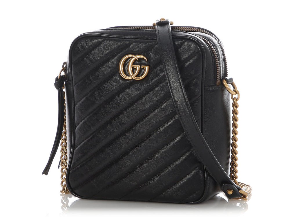Gucci Black Marmont Vertical Camera Bag