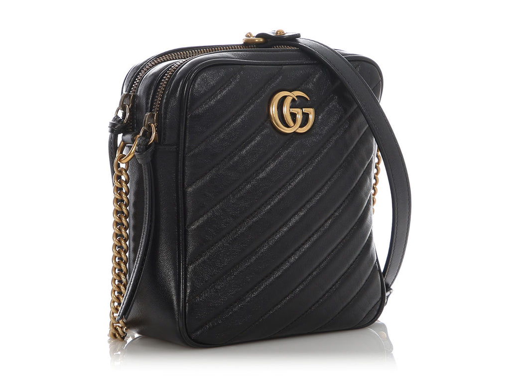Gucci Black Marmont Vertical Camera Bag