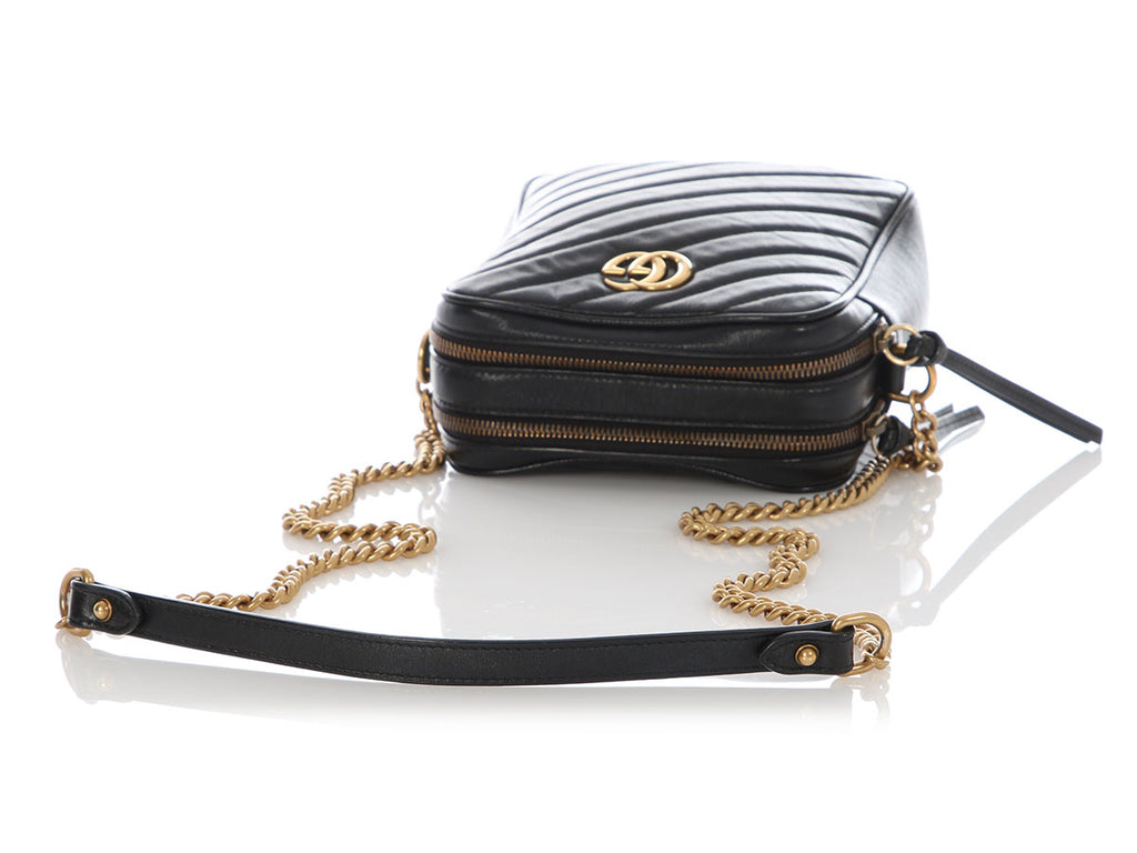 Gucci Black Marmont Vertical Camera Bag