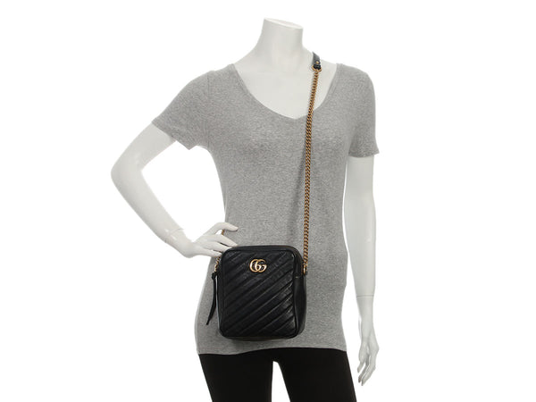Gucci Black Marmont Vertical Camera Bag