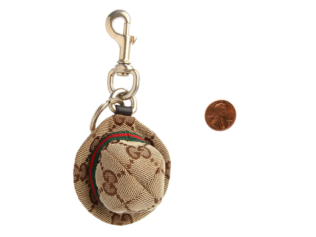 Gucci Brown GG Canvas Hat Bag Charm