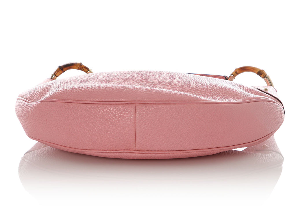 Gucci Medium Pink Leather Bamboo Ring Hobo