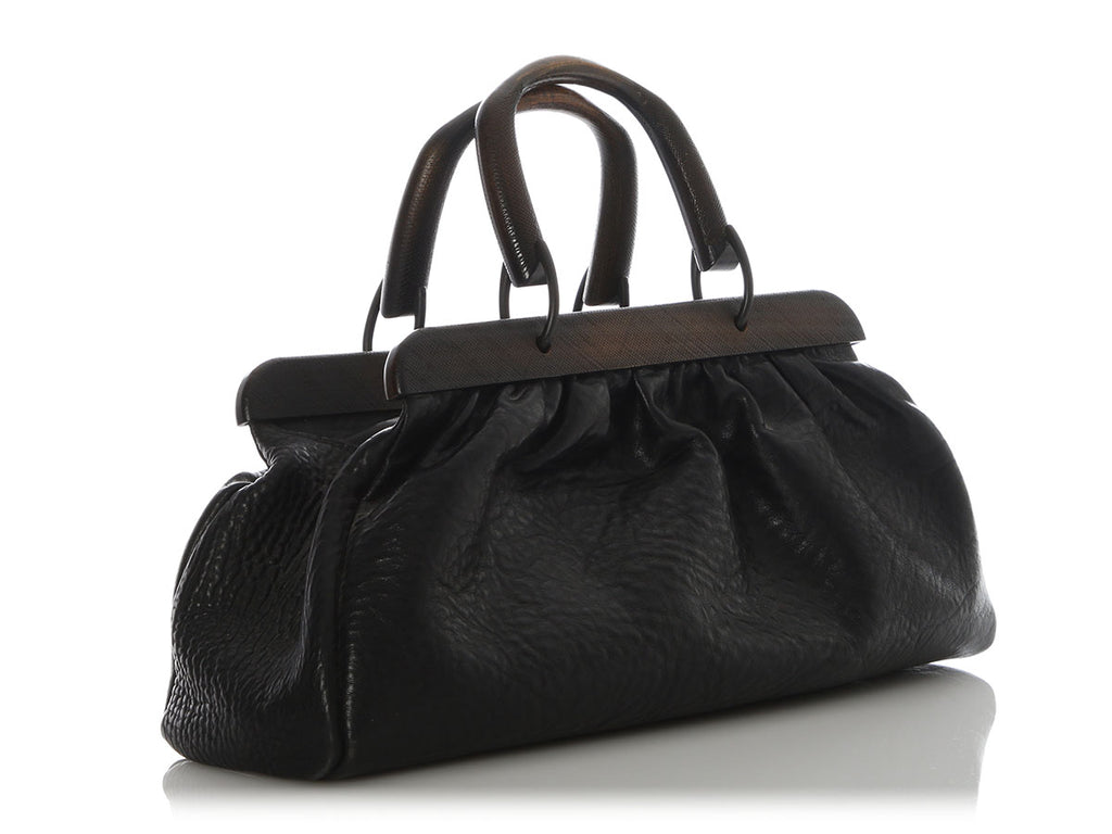 Gucci Black Pebbled Buffalo Leather Doctor’s Bag