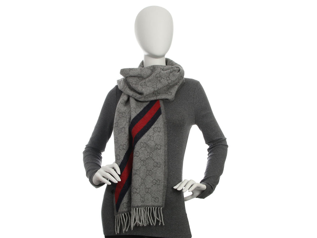 Gucci Gray GG Web Scarf