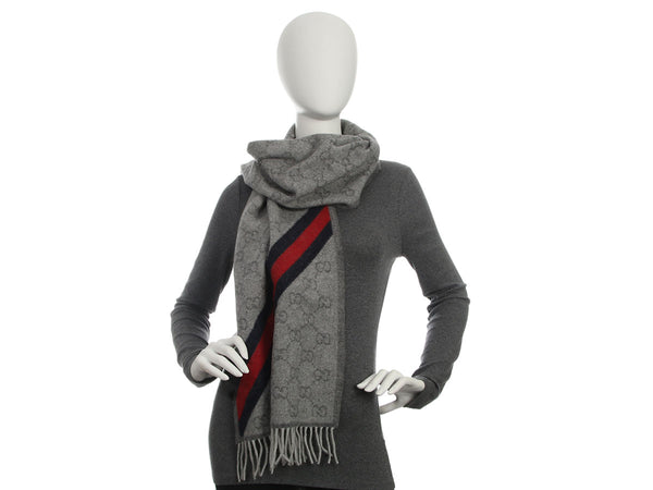 Gucci Gray GG Web Scarf