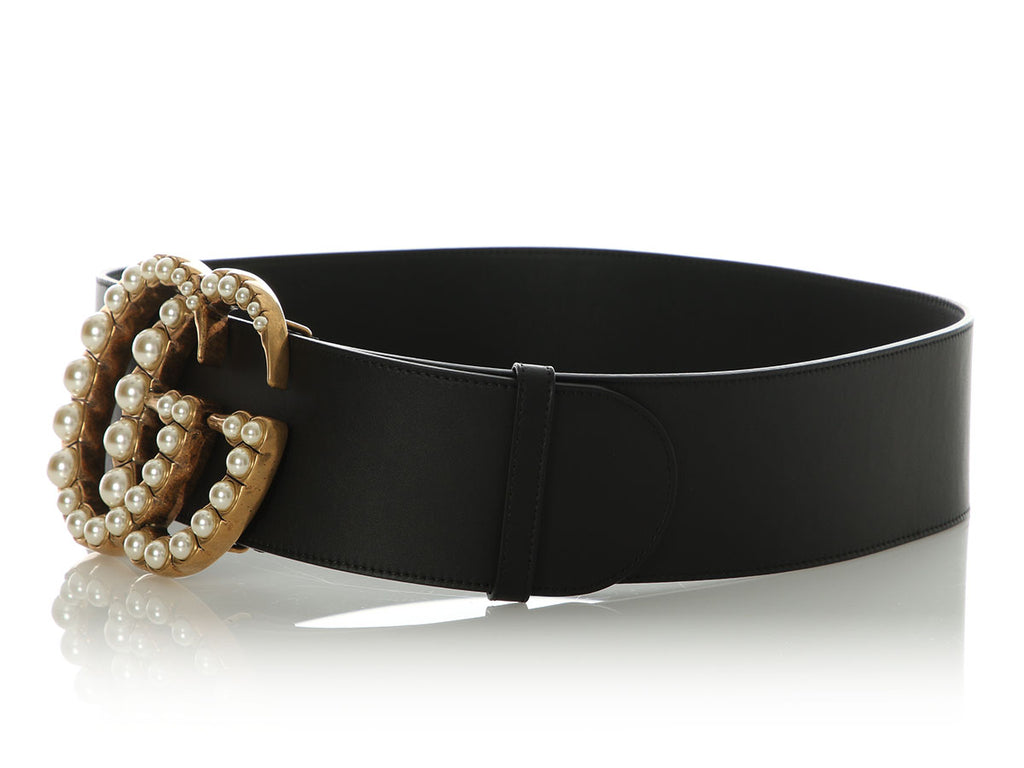 Gucci Moon Calfskin Pearl Double G 70mm Belt