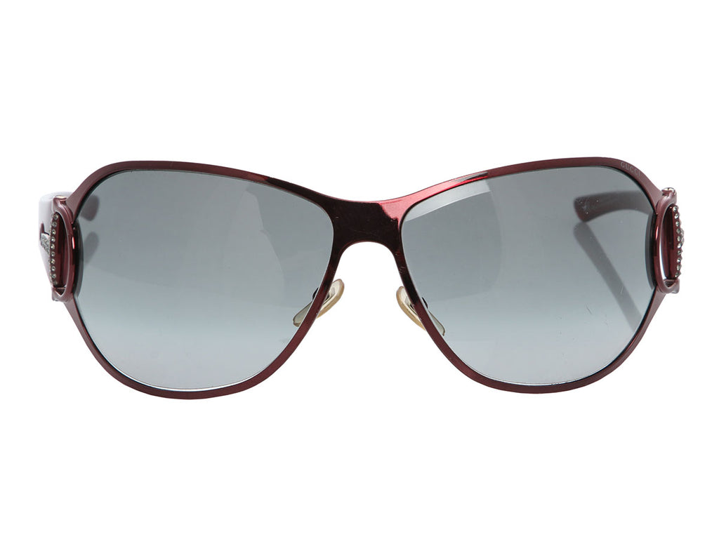 Gucci Rhinestone Horsebit Shield Sunglasses