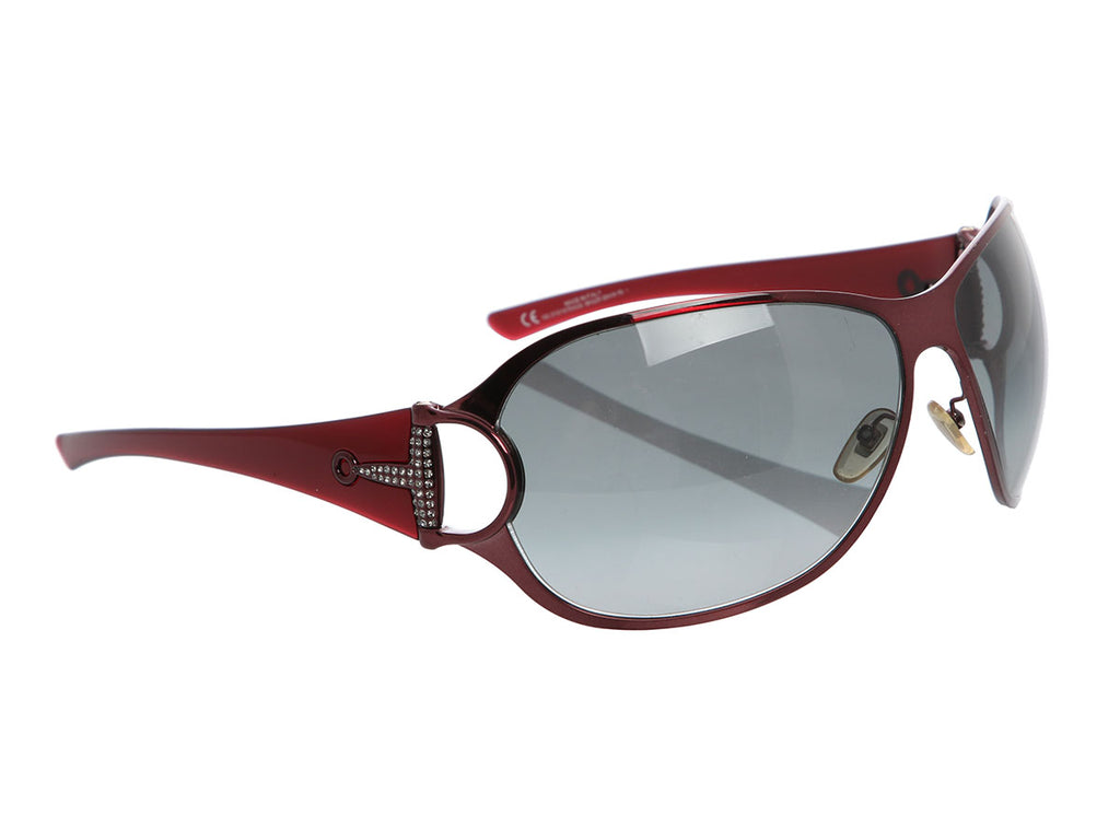 Gucci Rhinestone Horsebit Shield Sunglasses
