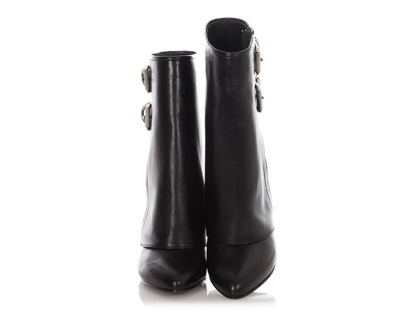 Givenchy Black Shark Lock Buckled Ankle Boots