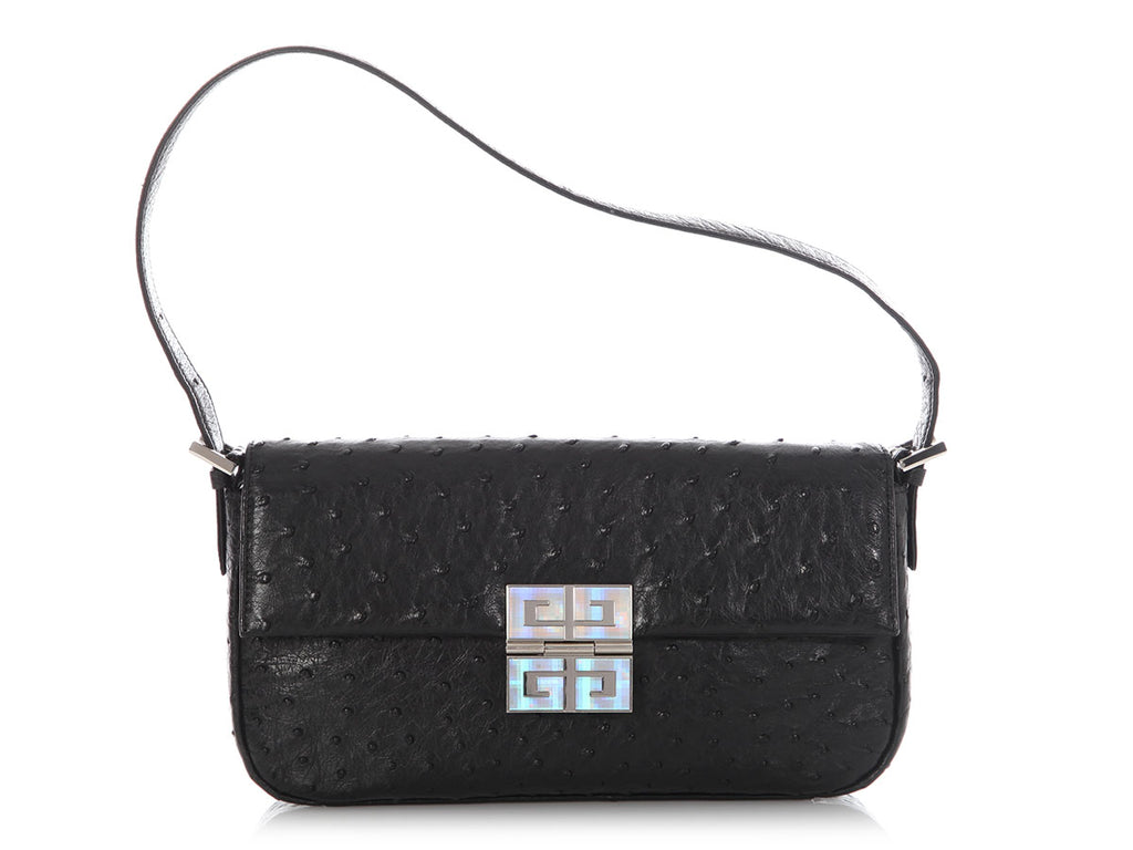 Givenchy Black Ostrich Shoulder Bag