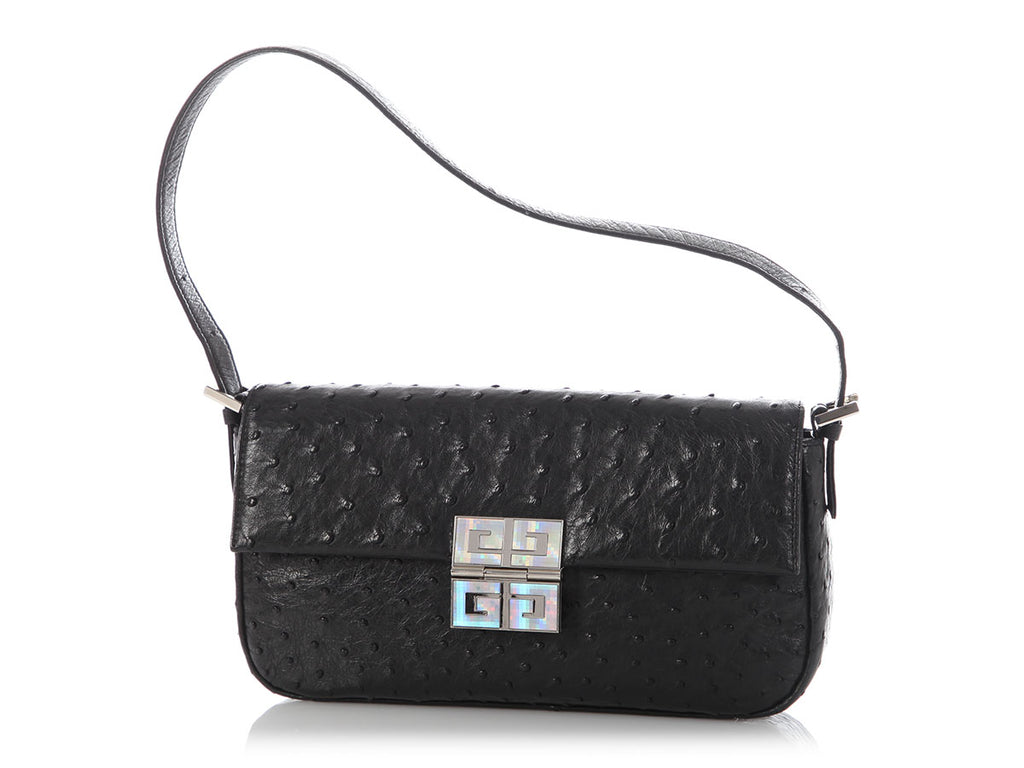 Givenchy Black Ostrich Shoulder Bag