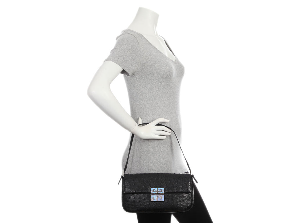 Givenchy Black Ostrich Shoulder Bag