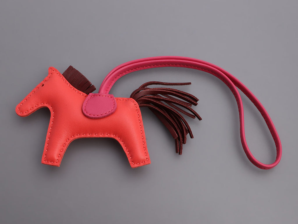 Hermès Lambskin Rose Jaipur Grigri Rodeo Horse Bag Charm PM