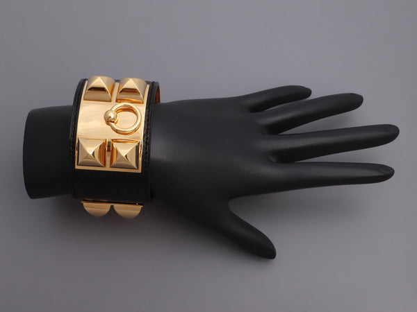 Hermès Noir Matte Alligator Collier de Chien Bracelet CDC
