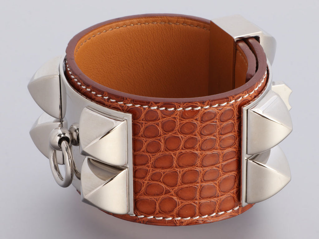 Hermès Fauve Matte Alligator Collier de Chien Bracelet CDC