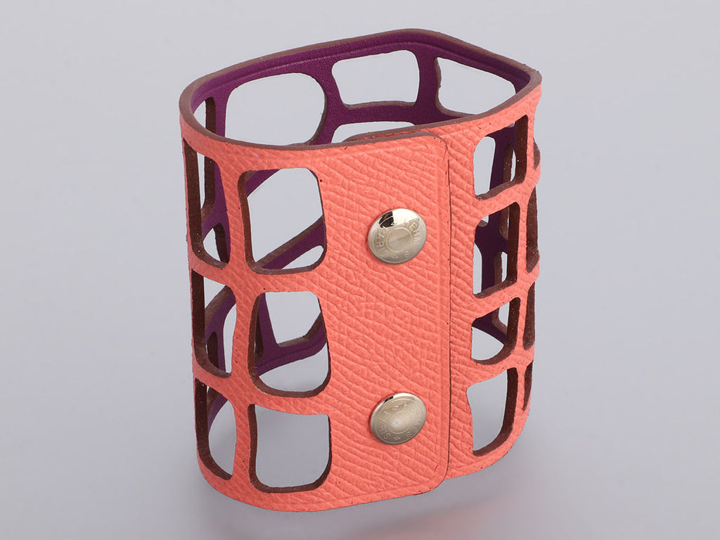 Hermès Anemone Swift and Pink Epsom Petit H Scale Bracelet