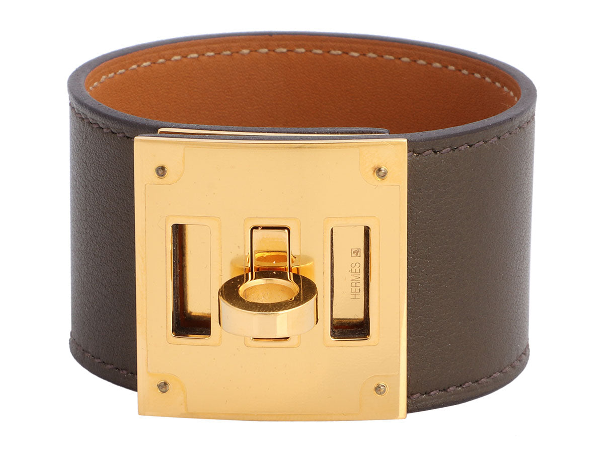 Hermès Fauve Barenia Kelly Dog Cuff Bracelet