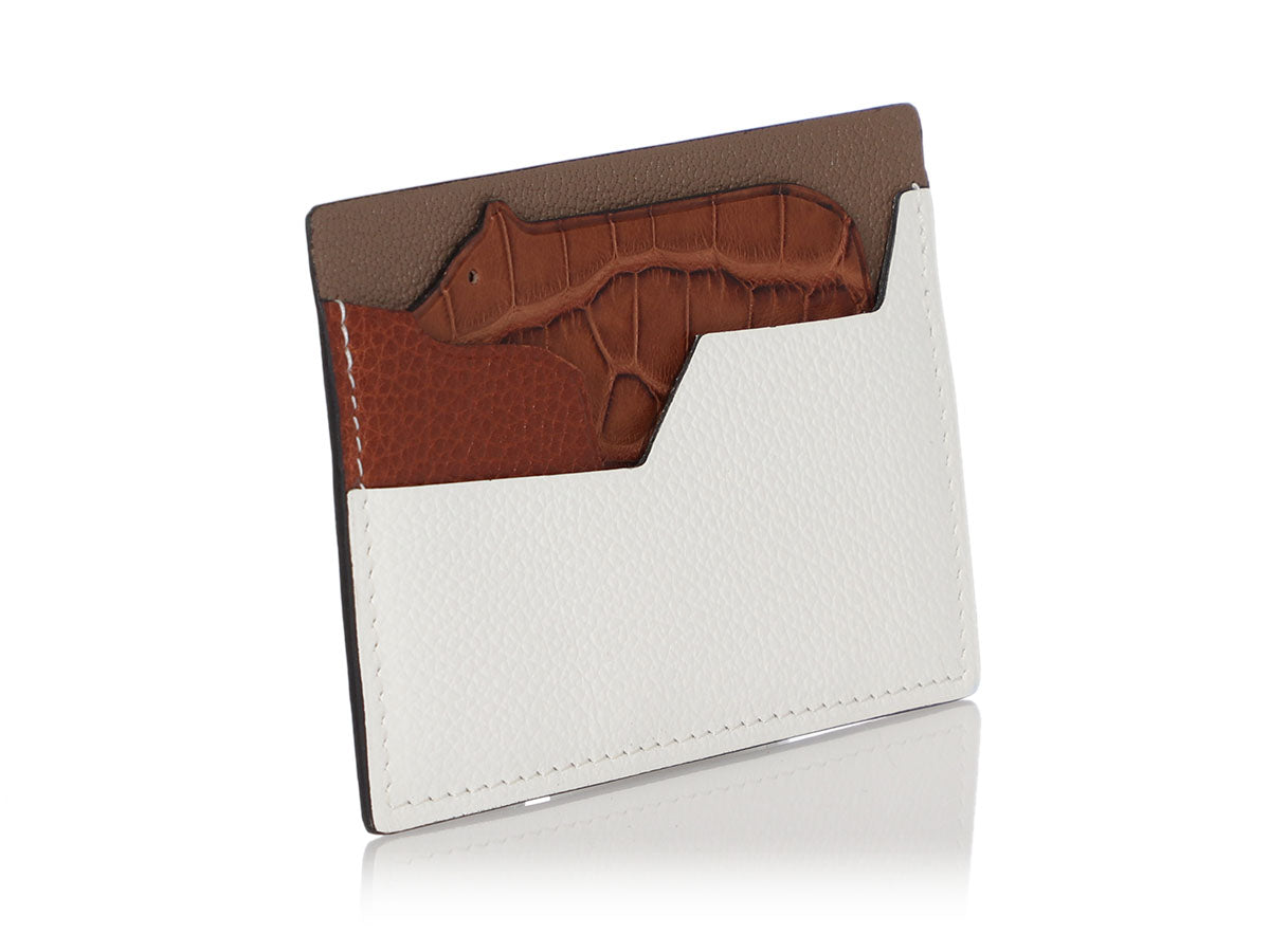 Hermes Petit T Leather and Crocodile Card Case Histoire Naturelle – AvaMaria