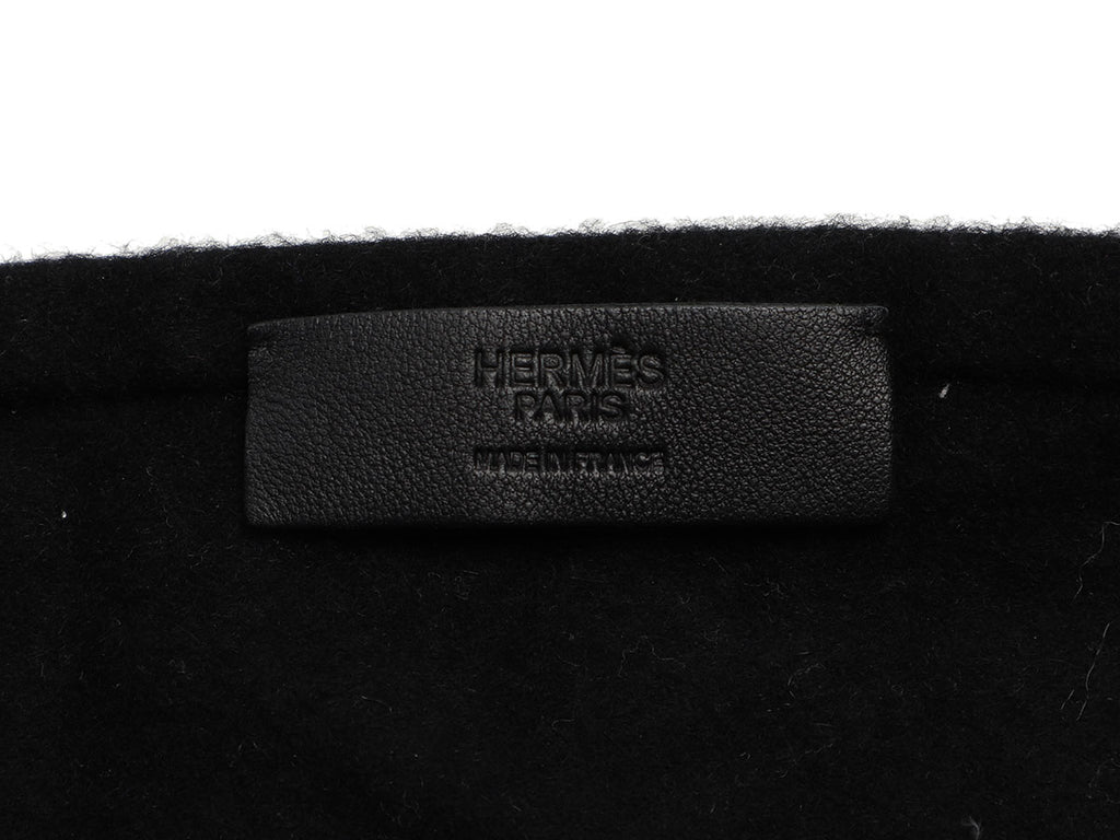 Hermès Black Cashmere and Leather Stole