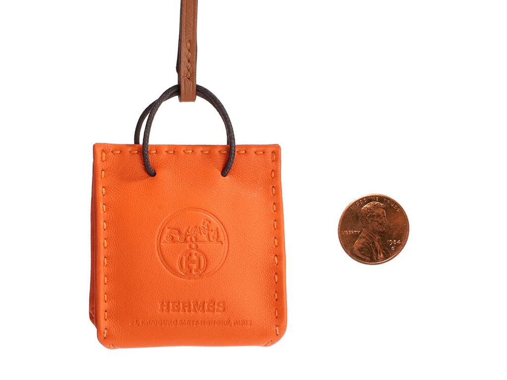 Hermès Orange Lambskin Shopping Bag Charm