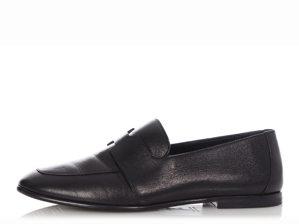 Hermès Black Ancora Loafers