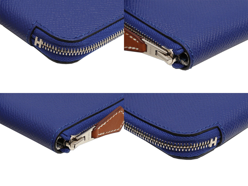 Hermès Bleu Electrique Epsom Azap Silk’In Compact Coin Case