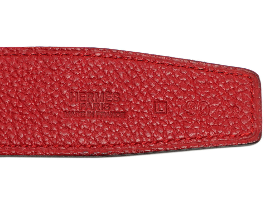 Hermès Red and Bleu Jean Reversible Belt Kit 32mm