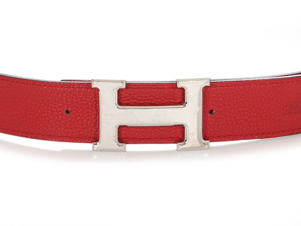 Hermès Red and Bleu Jean Reversible Belt Kit 32mm