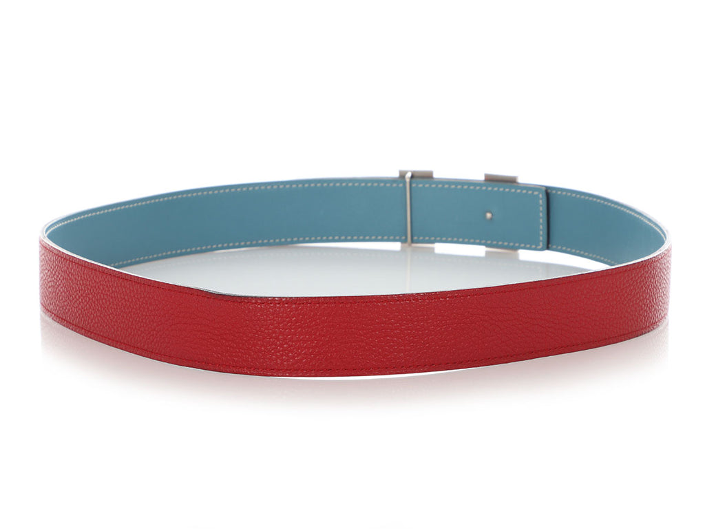 Hermès Red and Bleu Jean Reversible Belt Kit 32mm