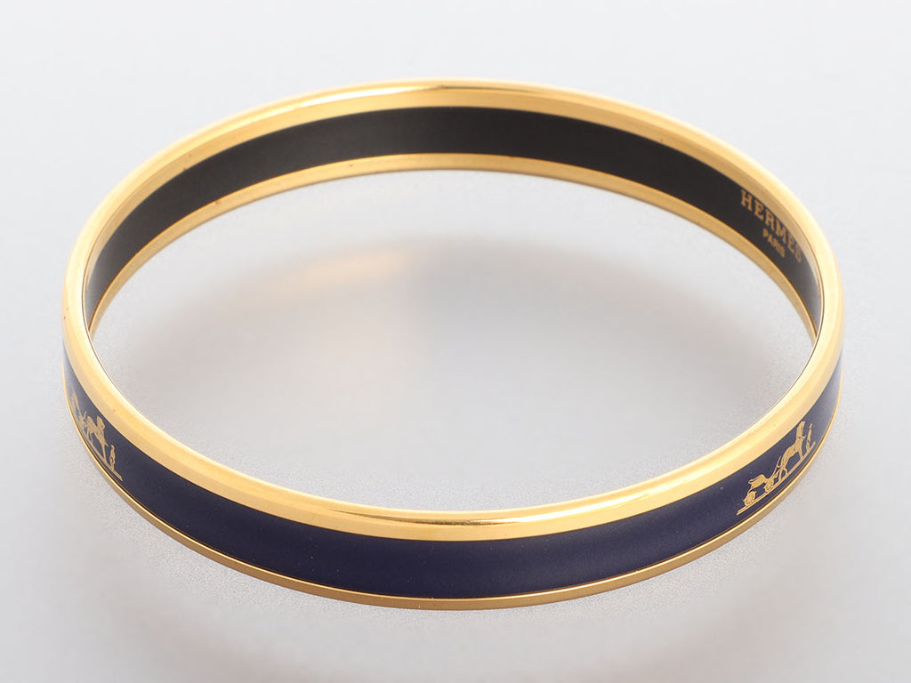 Hermès Narrow Navy Enamel Calèche Bangle