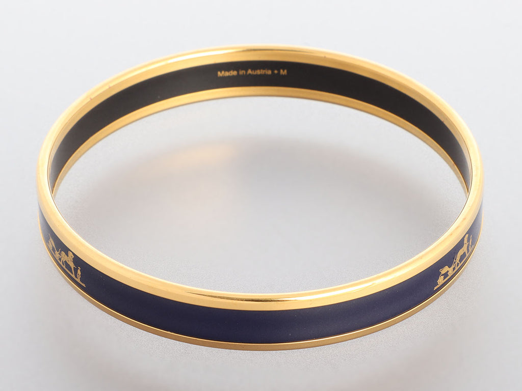 Hermès Narrow Navy Enamel Calèche Bangle