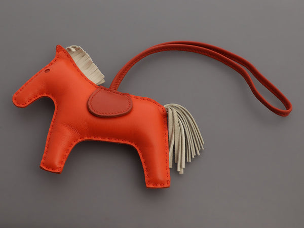 Hermès Orange Poppy Lambskin Grigri Rodeo Horse Bag Charm