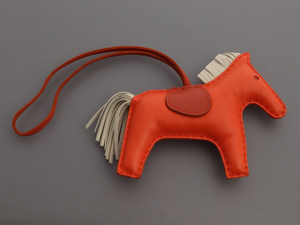 Hermès Orange Poppy Lambskin Grigri Rodeo Horse Bag Charm