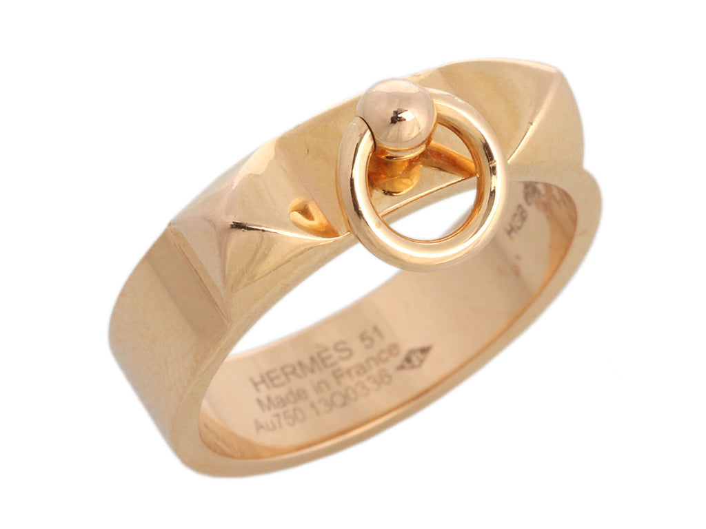 Hermès Narrow 18K Rose Gold Collier de Chien CDC Band Ring