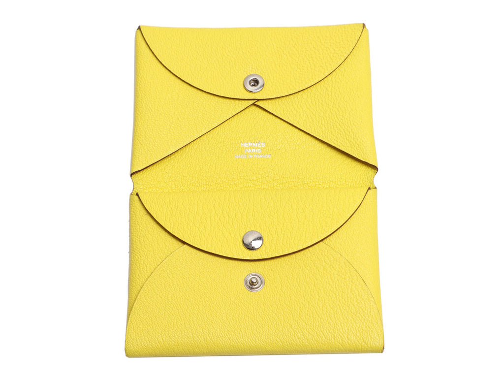 Hermès Lime Chèvre Calvi Duo Card Holder