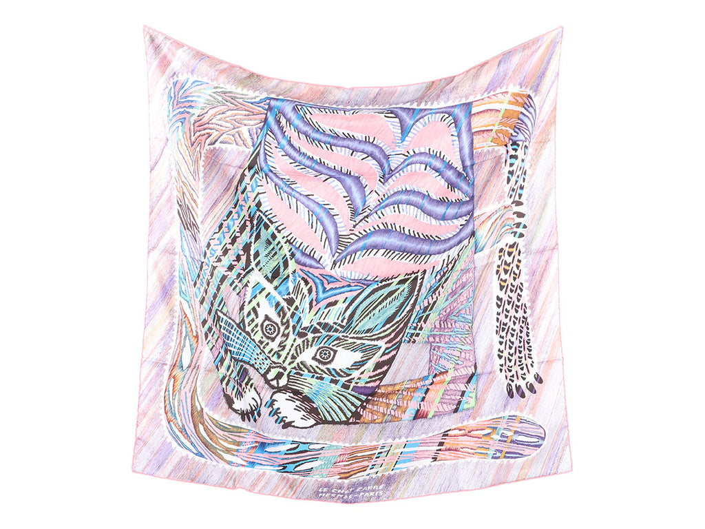 Hermès Le Chat Carre Silk Scarf 90cm