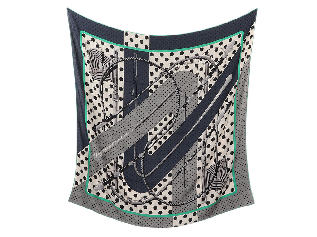 Hermès Clic-Clac à Pois Cashmere Silk Shawl 140cm