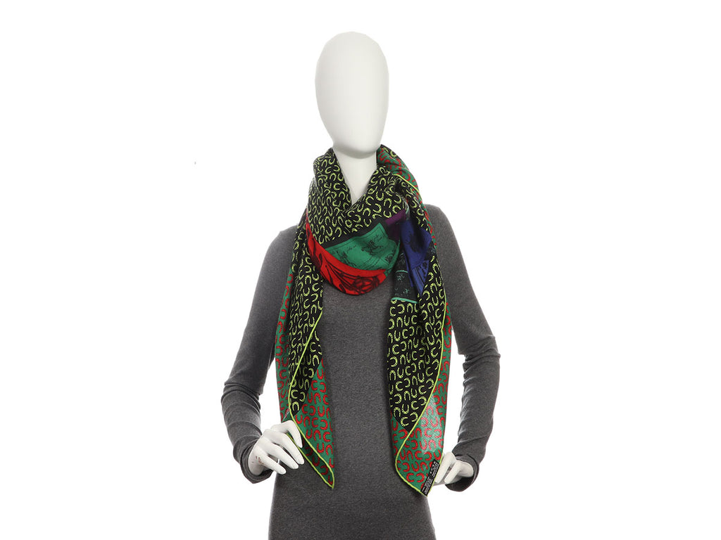 Hermès A Cheval sur mon Carré Cashmere Silk Shawl 140cm