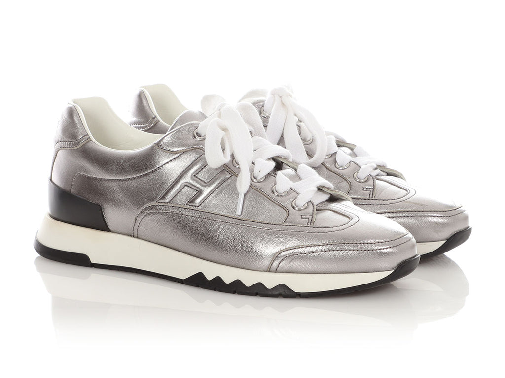 Hermès Metallic Silver Trail Sneakers
