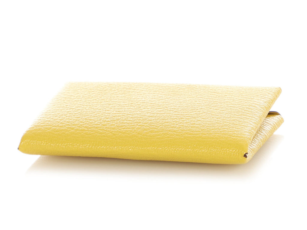 Hermès Jaune Chèvre Calvi Card Holder