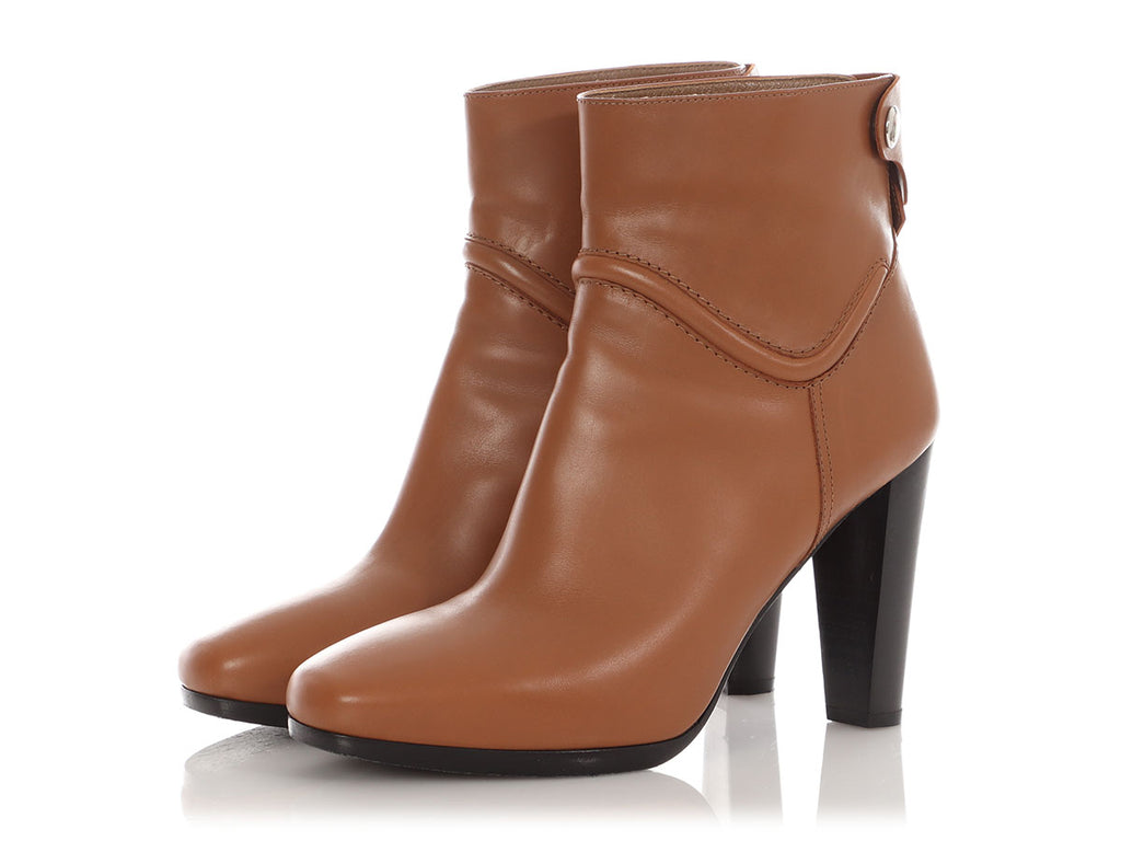 Hermès Tan Leather Ankle Boots