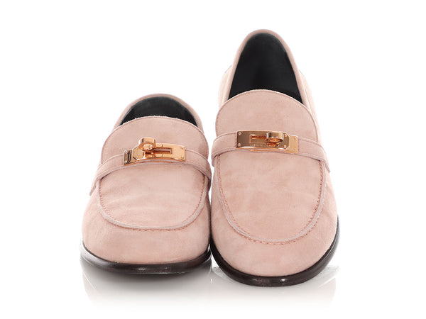 Hermès Pink Suede Destin Loafers