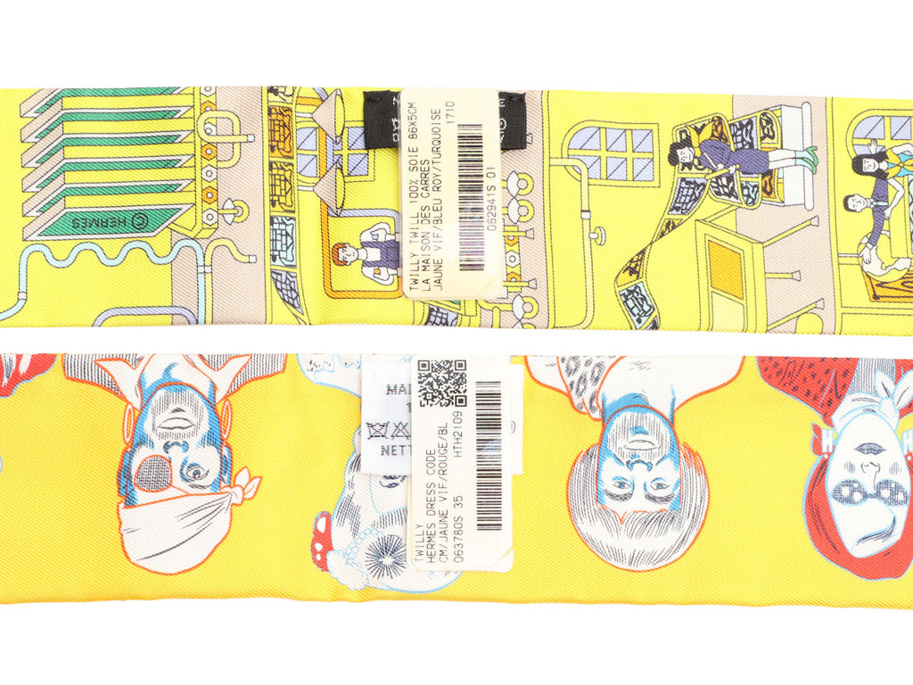 Hermès La Maison des Carrés and Dress Code Silk Twilly Pair