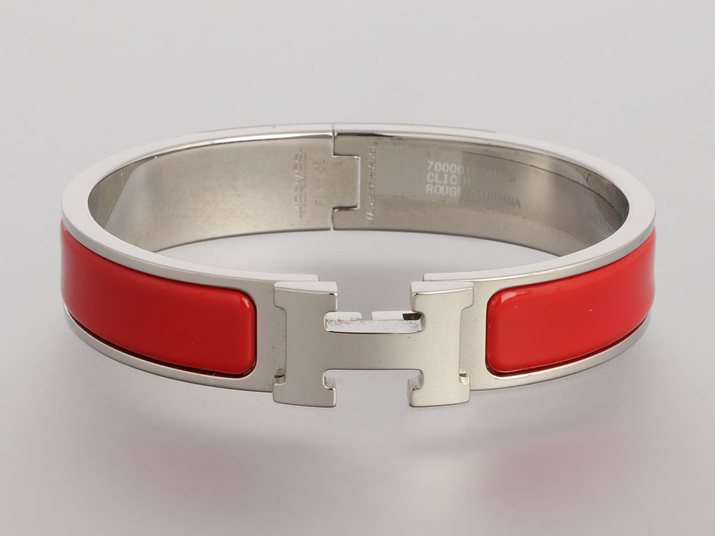 Hermès Narrow Rouge Enamel Clic-Clac Bracelet
