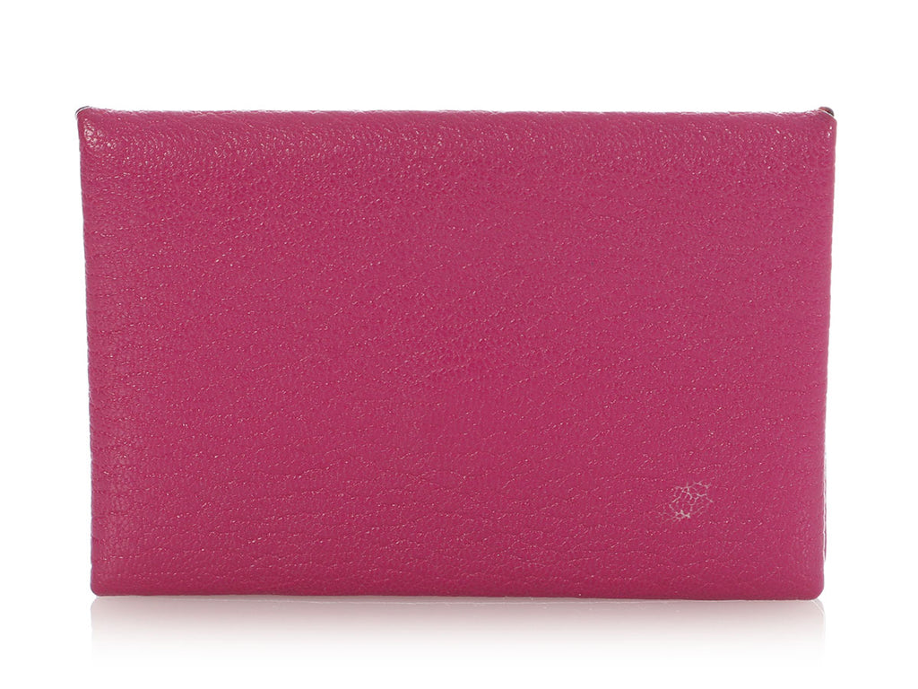 Hermès Magenta Chèvre Calvi Card Holder