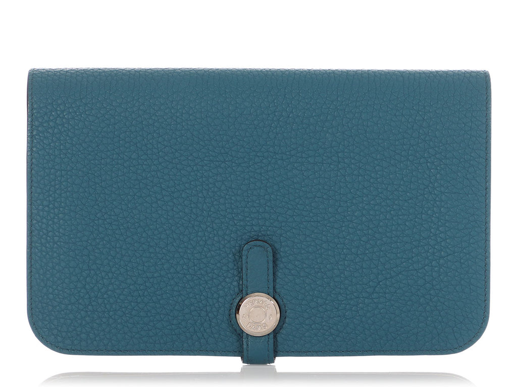 Hermès Turquoise Clémence Dogon Wallet